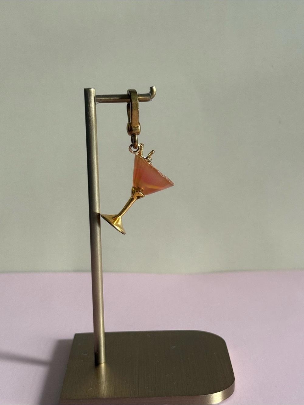 Juicy Couture Pink Martini Glass Clip On Charm Gold Tone
